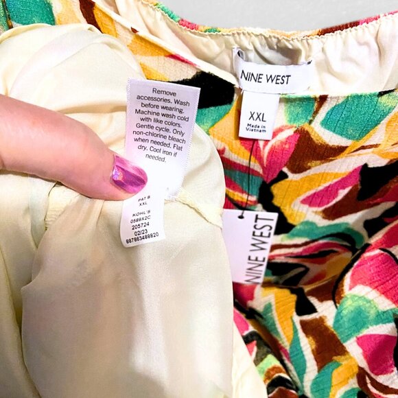 Nine West Grove Palm Floral Sundress Fit and Flare Dress Size XXL - Picture 5 of 5